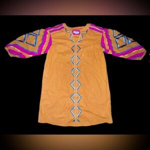 Anthropologie Embroidered Orange Tunic Dress